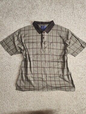 Pendleton Classic Plaid Short-Sleeve Polo Shirt - Brown